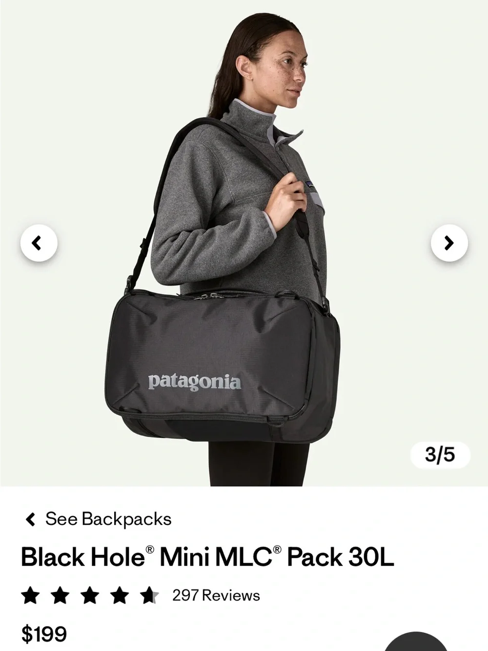 Patagonia Black Hole Mini MLC Pack 30L DISCONTINUED COLOR Gray/Teal - Picture 2 of 5